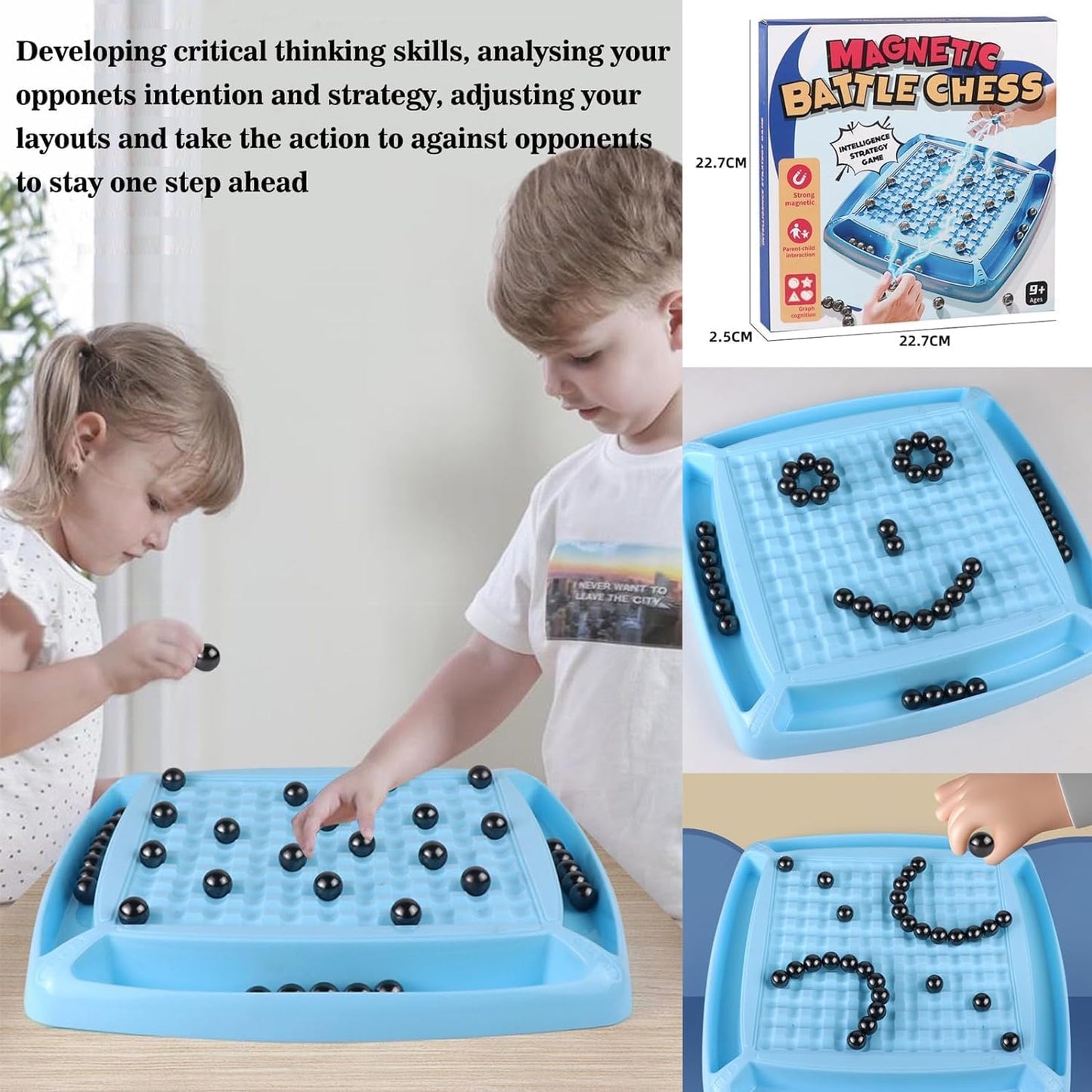 Magnetic Battle Chess Game with 20 Steel Balls ? Strategy Board Game for Family